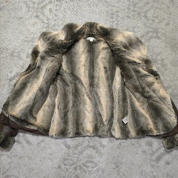 CLEO Brown Faux Leather Suede Jacket, Buttery Soft Faux Fur Lining & Cuffs, XS - Picture 14 of 16